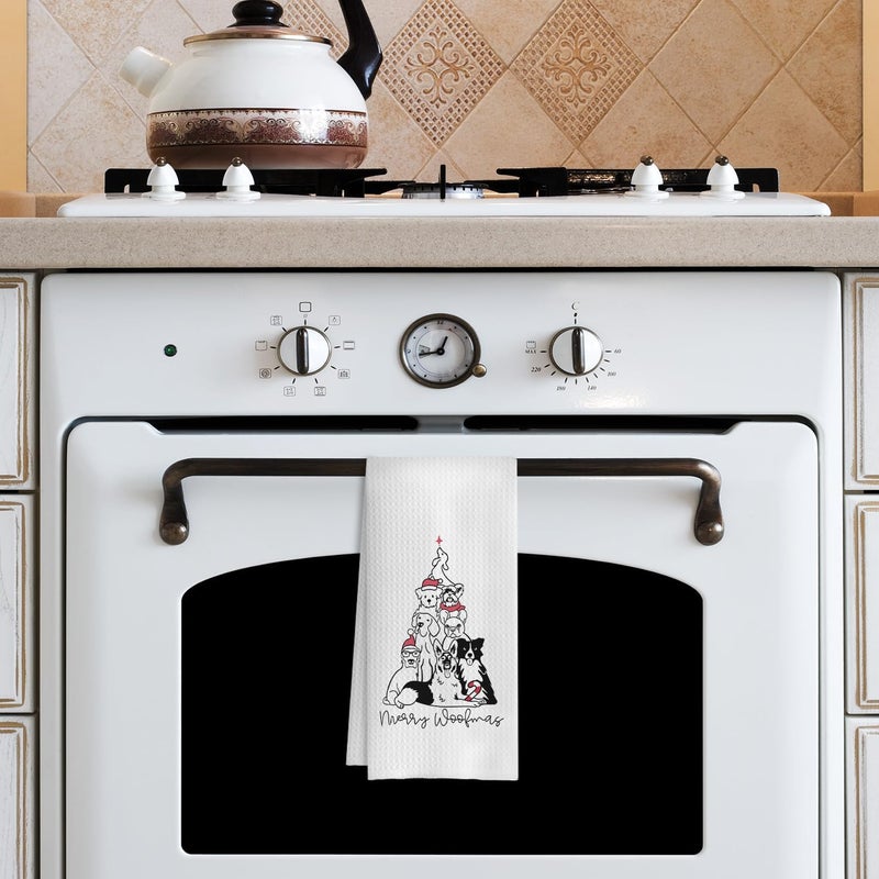 COWEB Funny Christmas Dog Kitchen Towels - 16x24 Inches, Gifts for Dog Lovers, Christmas Decor - Image 4